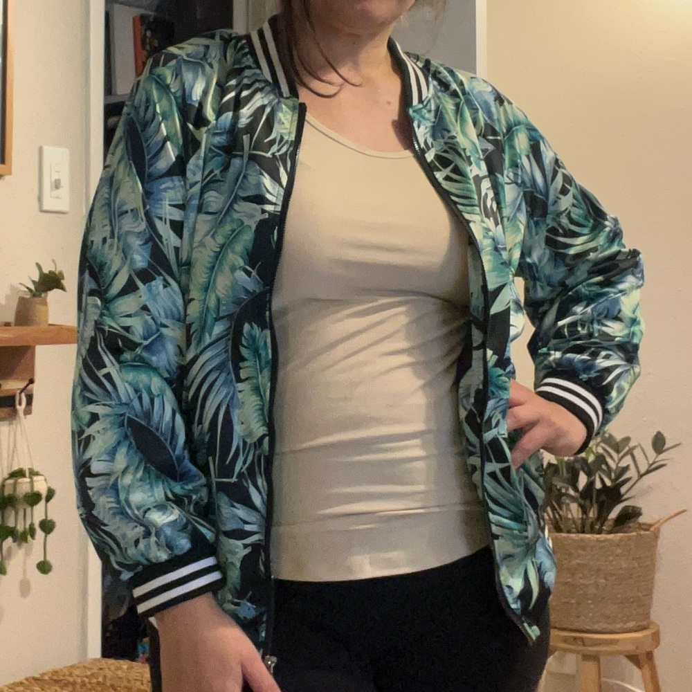 AVA & VIV tropical print bomber jacket Sz X